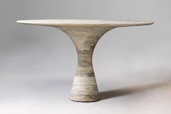 Travertino Silver Refined Contemporary Marble Round Table M/R 180