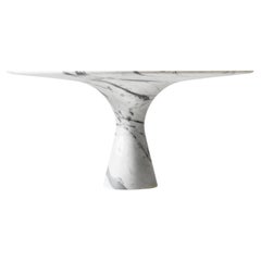 Bianco Statuarietto Refined Contemporary Marble Round Table M/R 130