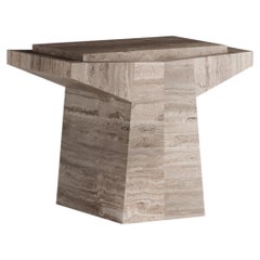 Hocker und Couchtisch „Tecton“ aus Travertin von Félix Millory für Monitillo, 1980