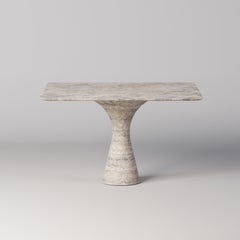 Travertino Silver Contemporary Marble Square Table M/S 175 by Angelo Alinea