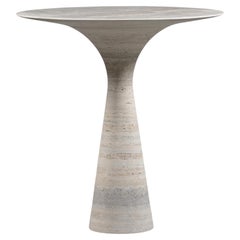 Travertino Silver Contemporary Marble High Table M/H 100 by Angelo Alinea