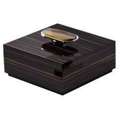 Scatola Priora in Horn, ottone cromato ed ebano lucido di Arcahorn