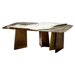 Stoneage One Of A Kind Sculptural Coffee Table in Brass & Marble by Alex Turco