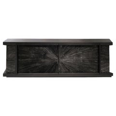 Black Sun Hole Console in Patinated Aluminum & Stained Fir Wood by Alex Turco