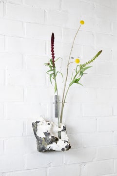 Flintstone Silex Curved Wall Mounted Flower Vessel by Studio DO