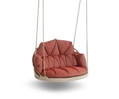 Poka Swing Chair in Fabric and Brushed Brass by Madheke