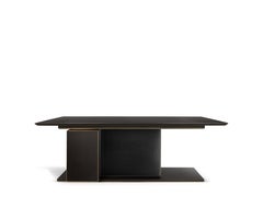 Torq Desk in Oak Veneer, Carbon Fiber, Leather & Brushed Brass by Madheke