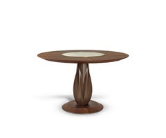 Mesa de juegos Jennet de madera de nogal, marquetería de chapa y azulejos, de Madheke