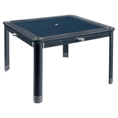 Mesa de mahjong «Zimo» en piel, tela y cromo, de Madheke