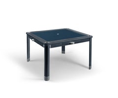 Mesa de mahjong «Zimo» en piel, tela y cromo, de Madheke
