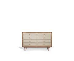 Astrelli Console Cabinet in Natural Walnut, Leather and Brushed Brass by Madheke