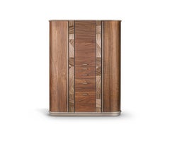 Andree Bar Cabinet in Veneer and Leather by Madheke