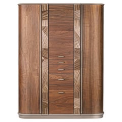 Andree Bar Cabinet in Veneer and Leather by Madheke