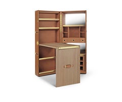 Agave Bar Cabinet in Veneer, Leather and Metal by Madheke