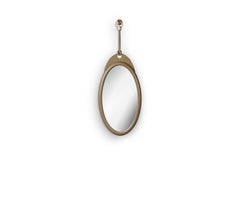 Karlo Oval Mirror Large in Leather and Brushed Brass by Madheke
