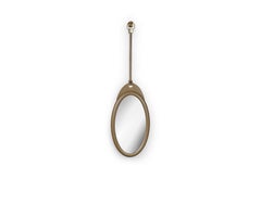 Karlo Oval Mirror Medium in Leather and Brushed Brass by Madheke