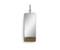 Mura Mirror in Leather and Brushed Brass by Madheke