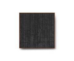 Trada Wall Sculpture in Shou Sugi Ban Charred Oak and Leather by Madheke