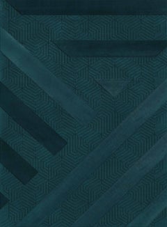 Arazzo da parete “Maze Emerald Rectangle” in seta di bambù di Antilla Di Lauro