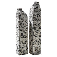 Set of 2 BLOCK White Vases by Donatas Zukauskas