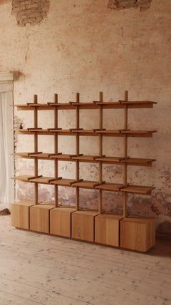 Soft Futurism Veliero Bookshelf in Solid Oak by Filippo Andrighetto