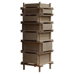 Soft Futurism Jenga Chest of Drawers in Solid Ash Wood by Filippo Andrighetto