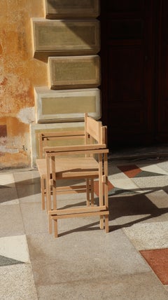Soft Futurism Stack Chair with Armrests in Solid Oak Wood by Filippo Andrighetto