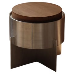 Soft Futurism Lunar Side Table in Aluminum and Walnut by Filippo Andrighetto