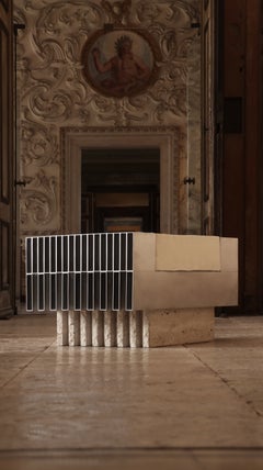 Pouf de piano « Soft Futurism » en marbre et aluminium, par Filippo Andrighetto