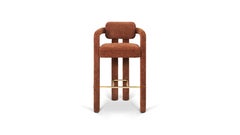 Double Arch Bar Stool in Brass and Drau Ref. 5 Upholstery by InsidherLand