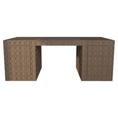 Kleiner Schreibtisch mit Schubladen und Tischplatte aus Holz und Leder von Sebastiano Zilio