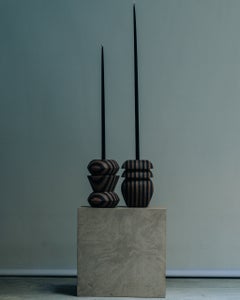 Set of 2 Matek Stria Candleholders in Recycled Composite by Project Materia