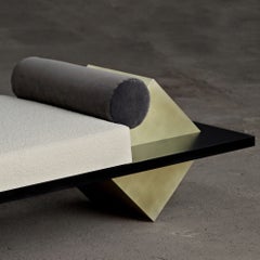 Coexist Daybed in Nero Marquina Marble, Brushed Brass & Bouclé by Slash Objects