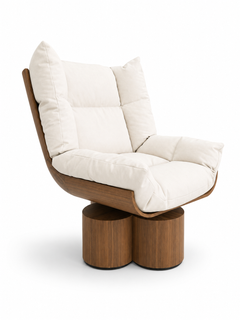CAZ Swivel Armchair in Walnut and Suede Leather by CHRISTOPHE PERICHON