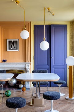 Brass Tube Glass Globe Chandelier 06 by Magic Circus Editions