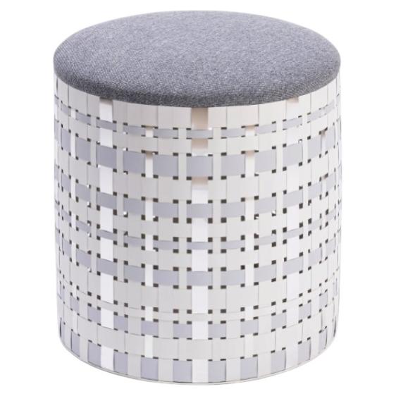 Silver Decorative Splot Design Pouf By Svetlana Golubeva