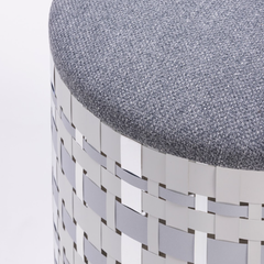 Silver Decorative Splot Design Pouf By Svetlana Golubeva