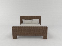 Small Bed High Headboard and Footboard, Solid Wood by Sebastiano Zilio
