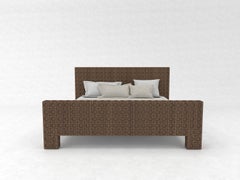 Large Bed High Headboard and Footboard, Solid Wood by Sebastiano Zilio