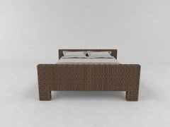 Small Bed Low Headboard and Footboard, Solid Wood by Sebastiano Zilio
