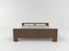 Large Bed Low Headboard and Footboard, Solid Wood by Sebastiano Zilio