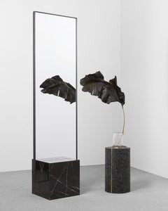 Coexist Standing Mirror in Black Marble & Black Steel by Slash Objects