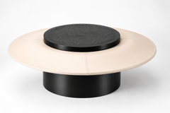 TUTU Low Table in Leather and Black Steel by CHRISTOPHE PERICHON