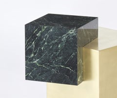 Askew Side Table in Empress Green Marble & Brushed Brass by Slash Objects