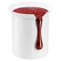 MELT Side Table in Lacquered Steel and Marble by CHRISTOPHE PERICHON
