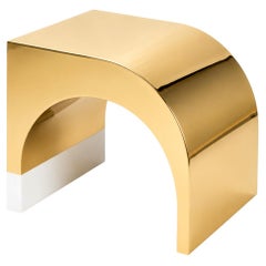 ARCH Bedside Table in Brass and White Lacquer by EURL CHRISTOPHE PERICHON