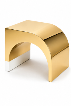 ARCH Bedside Table in Brass and White Lacquer by EURL CHRISTOPHE PERICHON