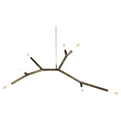 Lampada a sospensione con struttura in ottone, ramo in vetro e catena BCAA X di Christopher Boots