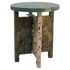 Green Jesmonite Brass Crystal Innovative Side Table Platto by Christopher Boots