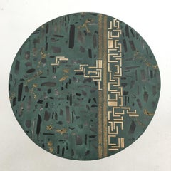 Green Jesmonite Brass Crystal Innovative Side Table Platto by Christopher Boots